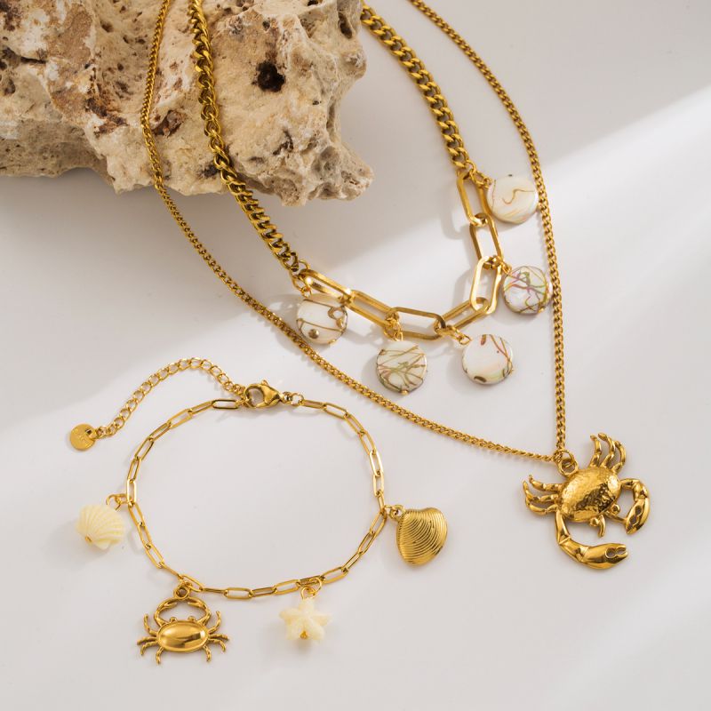 Necklace Stainless Steel Crab Multi-layer Necklace
