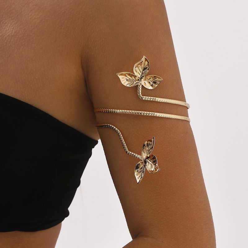 Anillo De Brazo Abierto Con Mariposa Y Flor De Aleación