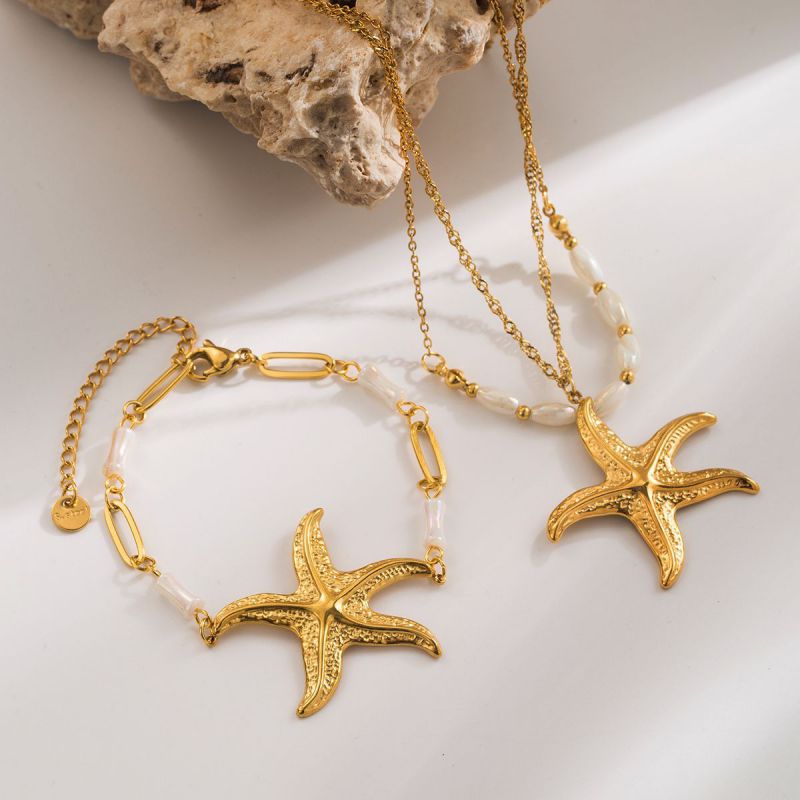 Pulsera De Acero Inoxidable Con Forma De Estrella De Mar