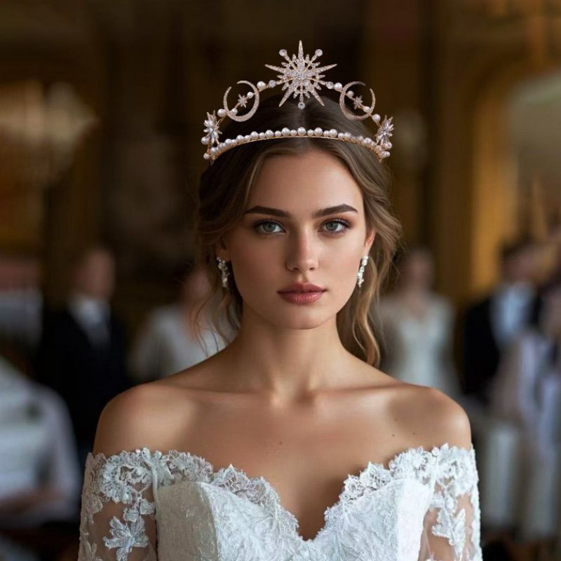 Our Lady's Crown (37*10.5) 151g Alloy Diamond Star Moon Geometric Crown