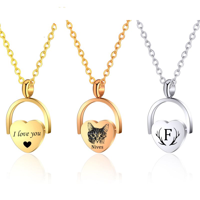 Collar De Corazón De Acero Inoxidable Personalizado