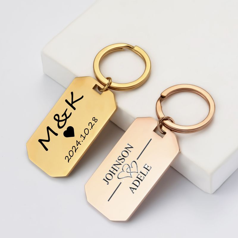 Llavero Con Etiqueta Metálica Rectangular De Acero Inoxidable Personalizado
