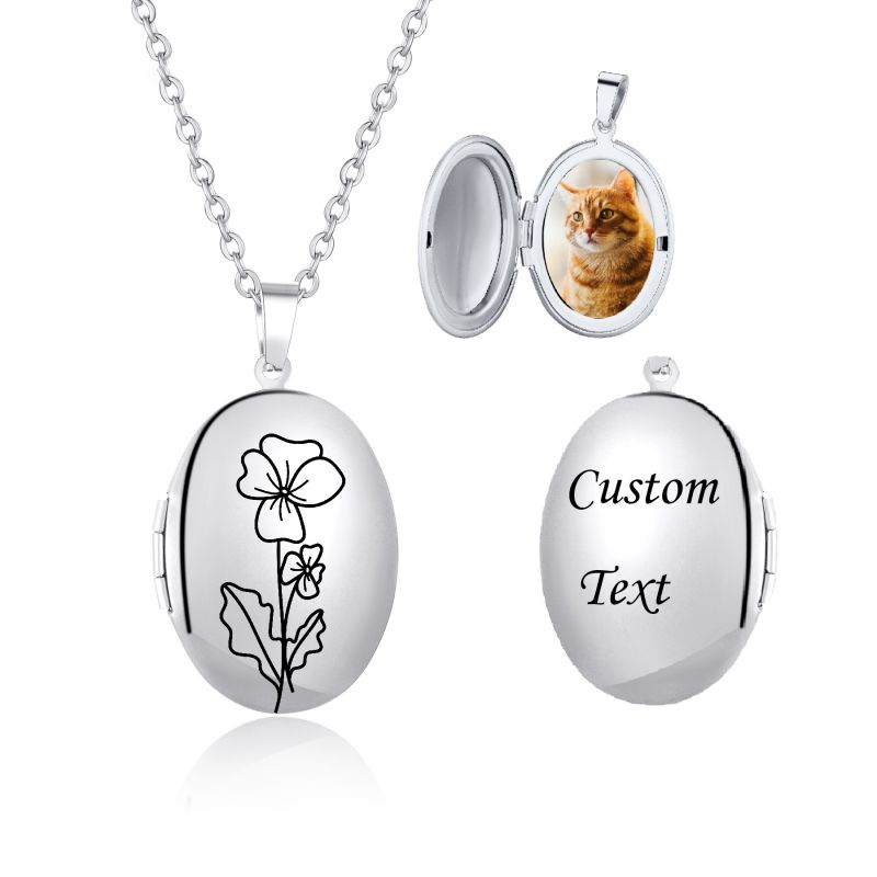 Collar De Caja Ovalada De Acero Inoxidable Personalizado