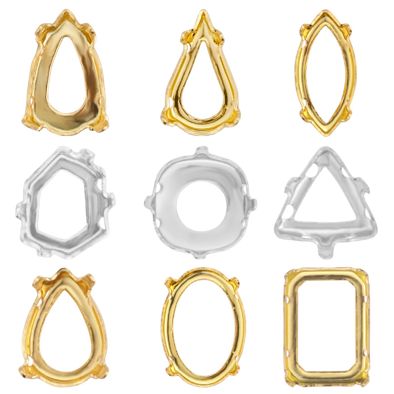 7*10mm Water Drop Hollow Teardrop-shaped Square Round Love Geometric Claw Base (*20)