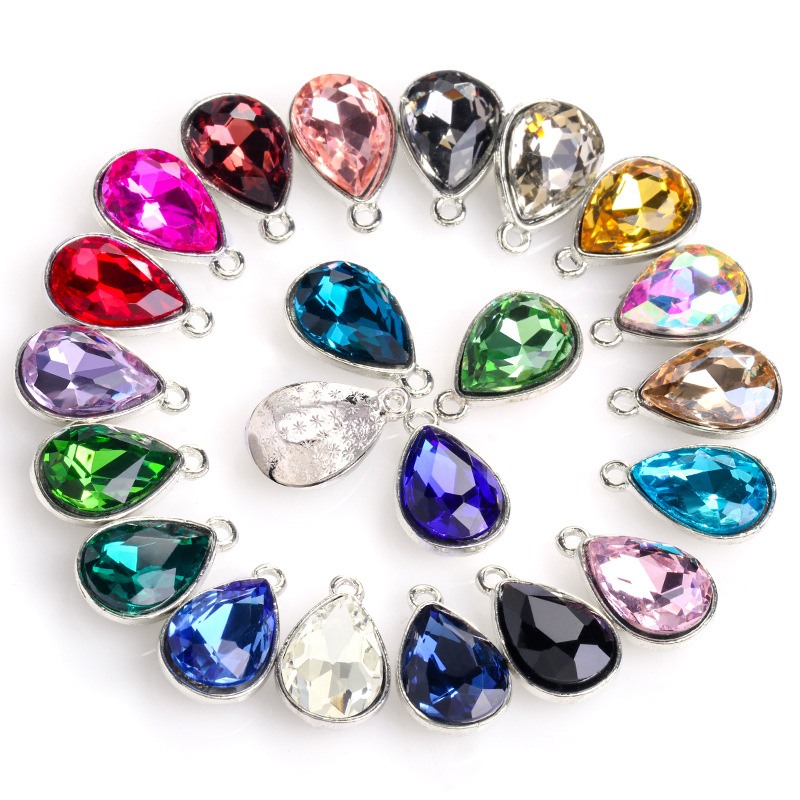 White Alloy Diamond Water Drop Pendant (without Chain) (*20)