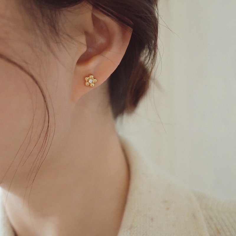 Pendientes De Plata Con Flores De Diamantes