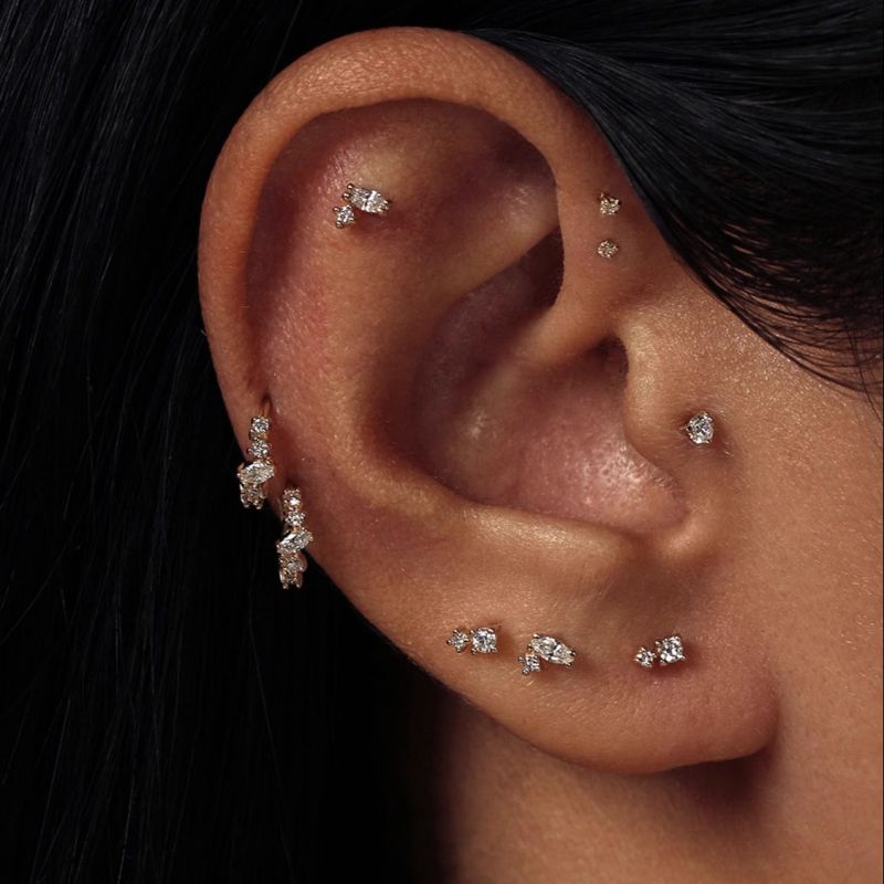 Pendientes De Plata Con Diamantes Redondos