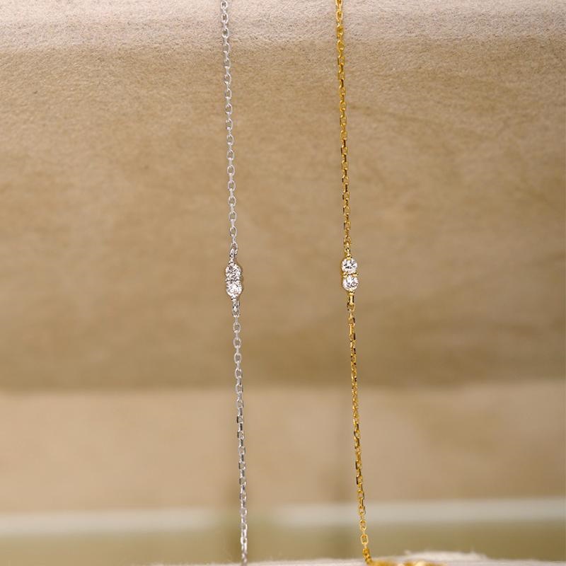 Gold Silver Geometric Bracelet With Diamonds