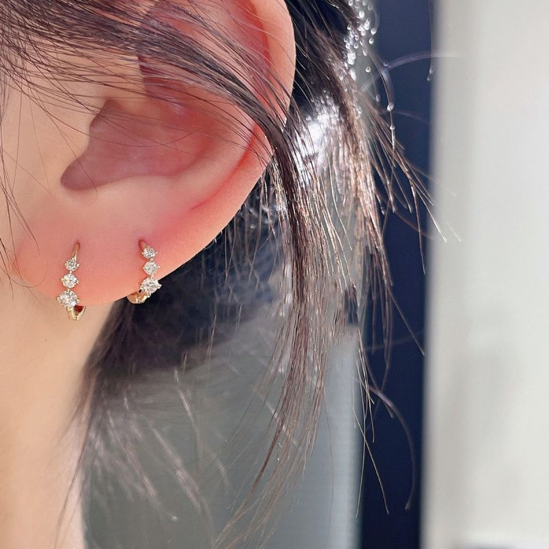 Pendientes Redondos De Plata Con Diamantes