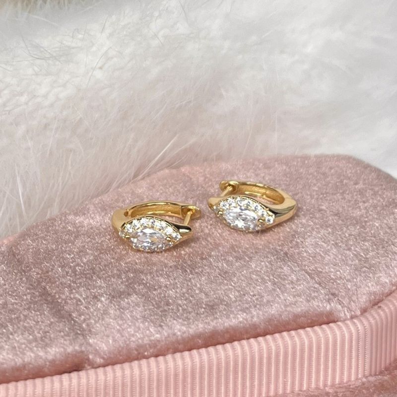Pendientes De Ojo De Caballo Con Diamantes De Plata