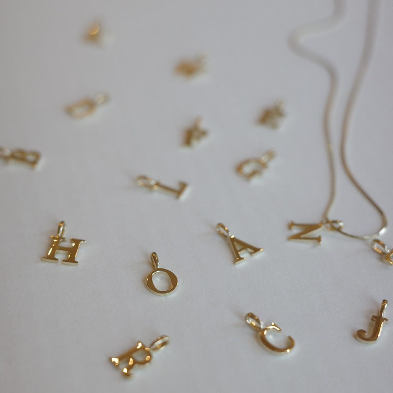 14k Gold Silver Alphabet Bracelet