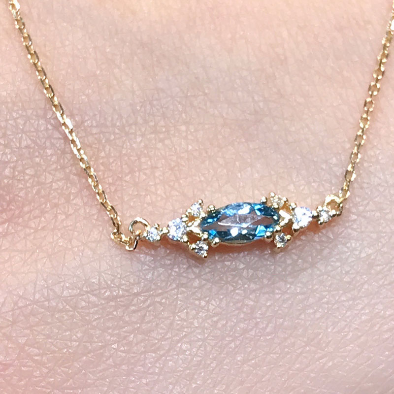 White Gold Silver And Diamond Horse Eye Necklace