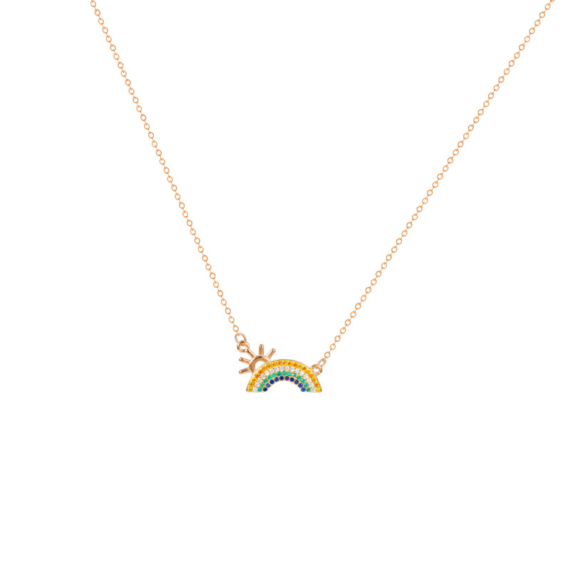 White Gold Silver And Diamond Rainbow Necklace