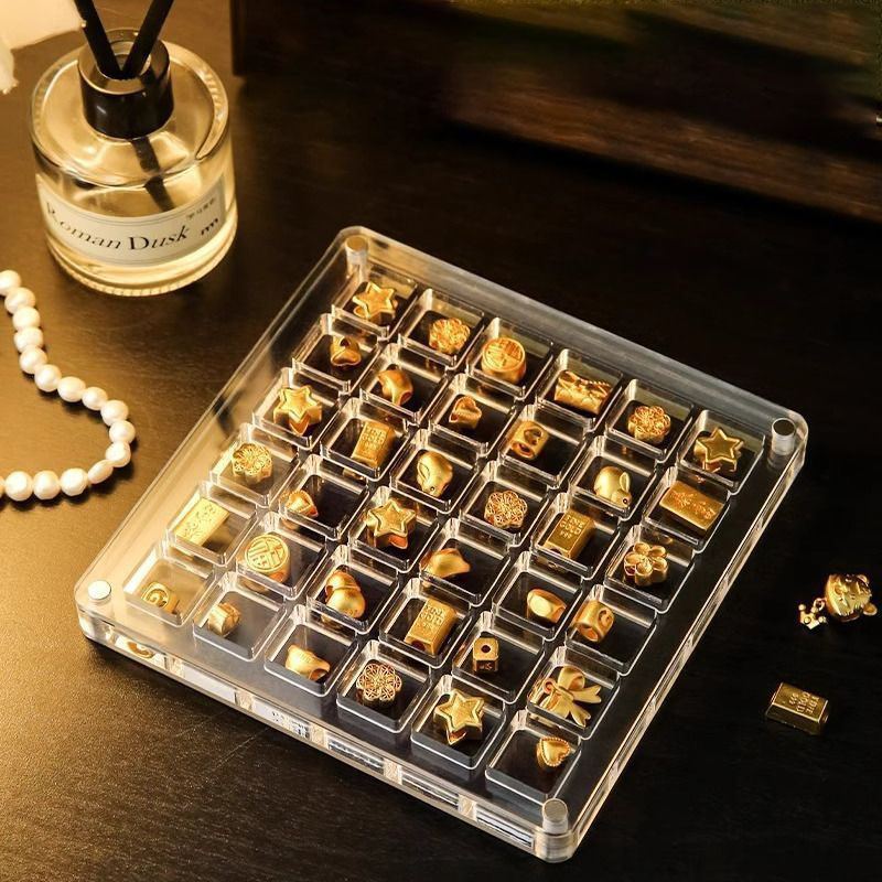 36-grid Gold Bean Storage Box Acrylic Square Divider Storage Box