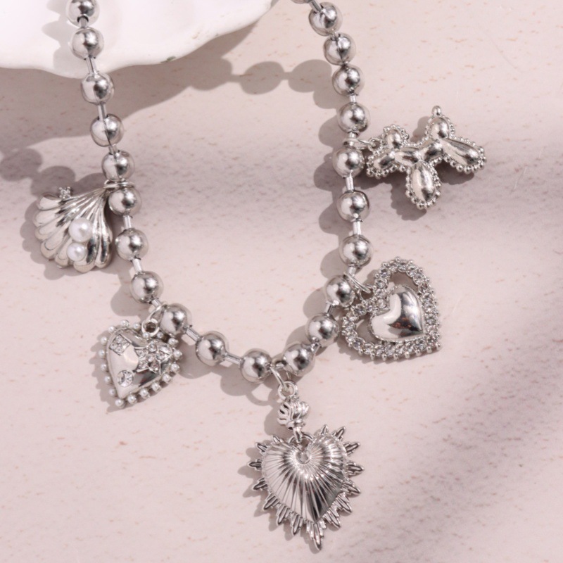 Silver Alloy Heart Pendant Necklace