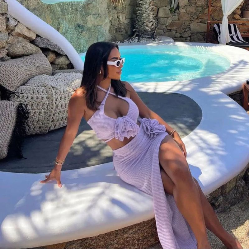 Vestido De Playa Anudado De Poliéster