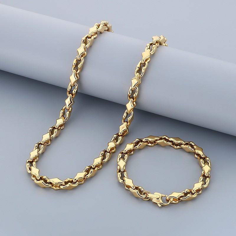 Pulsera De Collar Con Cadena Geométrica De Acero Y Titanio Para Hombre