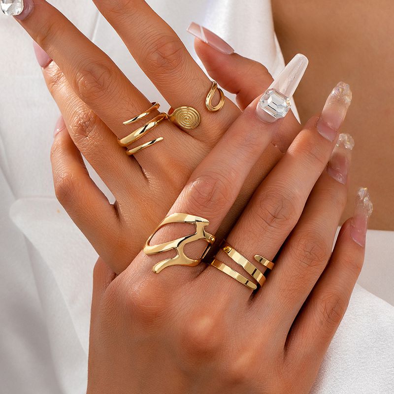 Juego De Anillos De Aleación Irregulares
