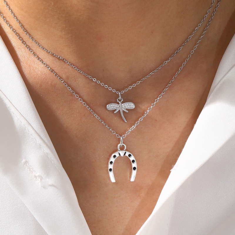 Silver Copper And Zircon Insect Necklace