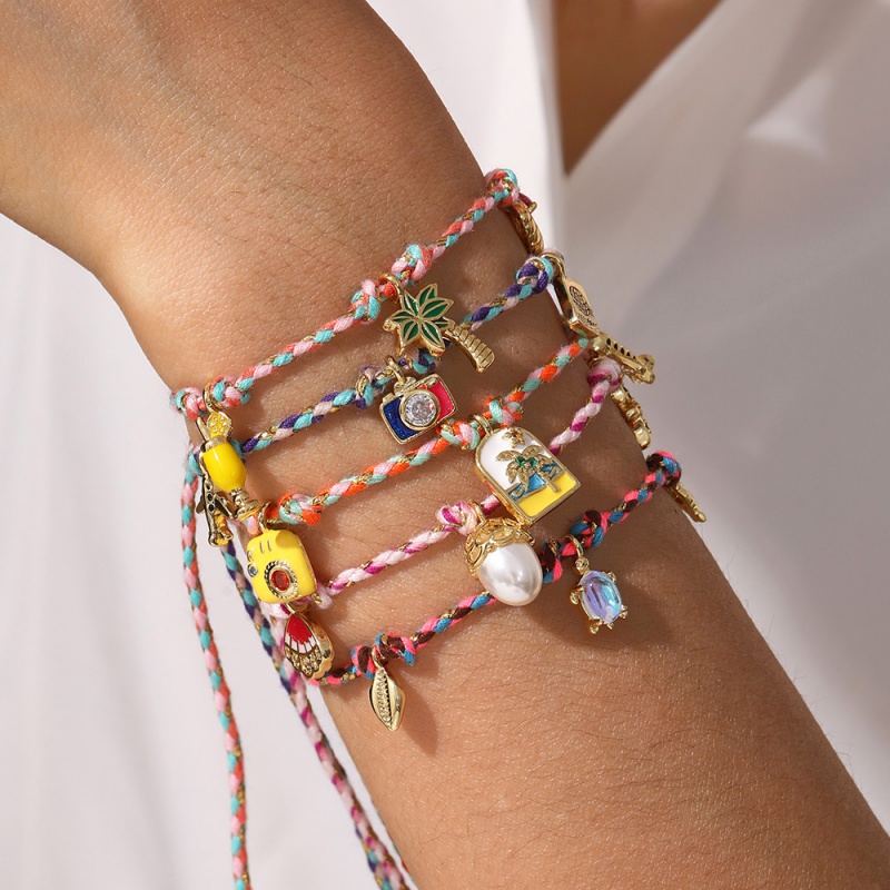 Color 1 Copper Inlaid Zircon Oil Dripping Coconut Shell Braided Bracelet