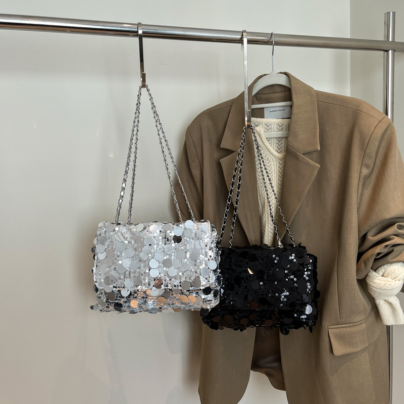 Bolso De Hombro Con Solapa Y Lentejuelas