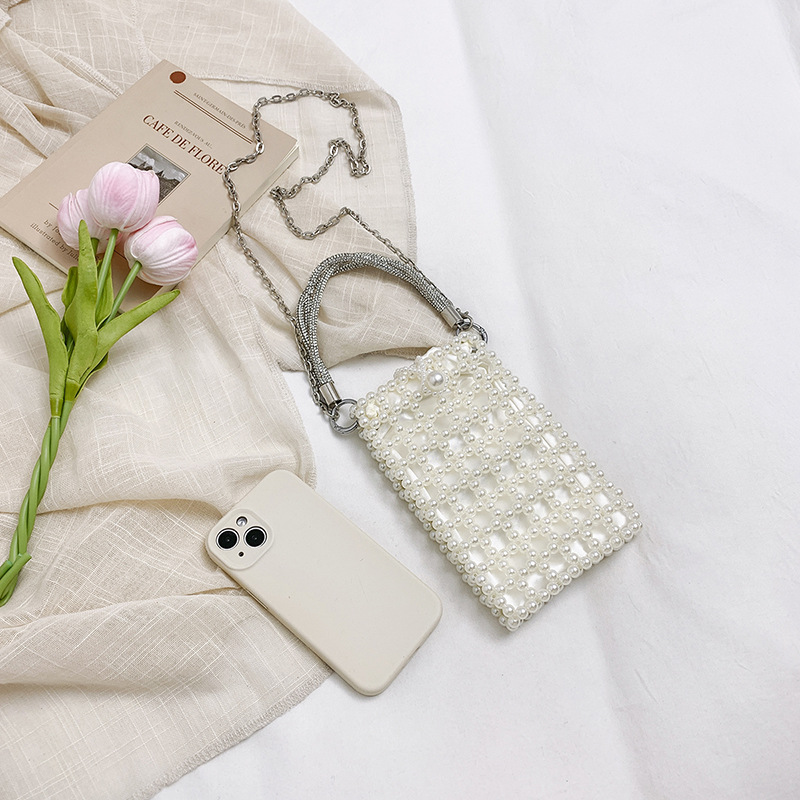Bolso Bandolera Hueco Con Cuentas De Perlas