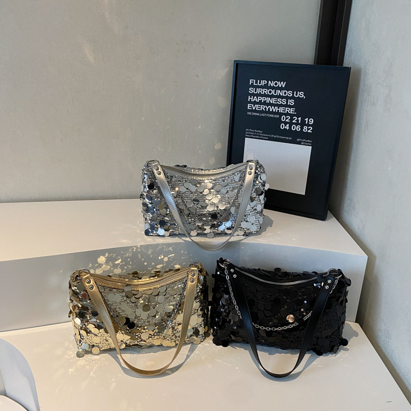 Bolso De Hombro De Gran Capacidad Con Lentejuelas