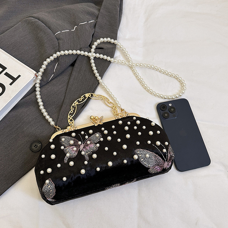 Bolso Bandolera Con Clip Y Bordado De Mariposa