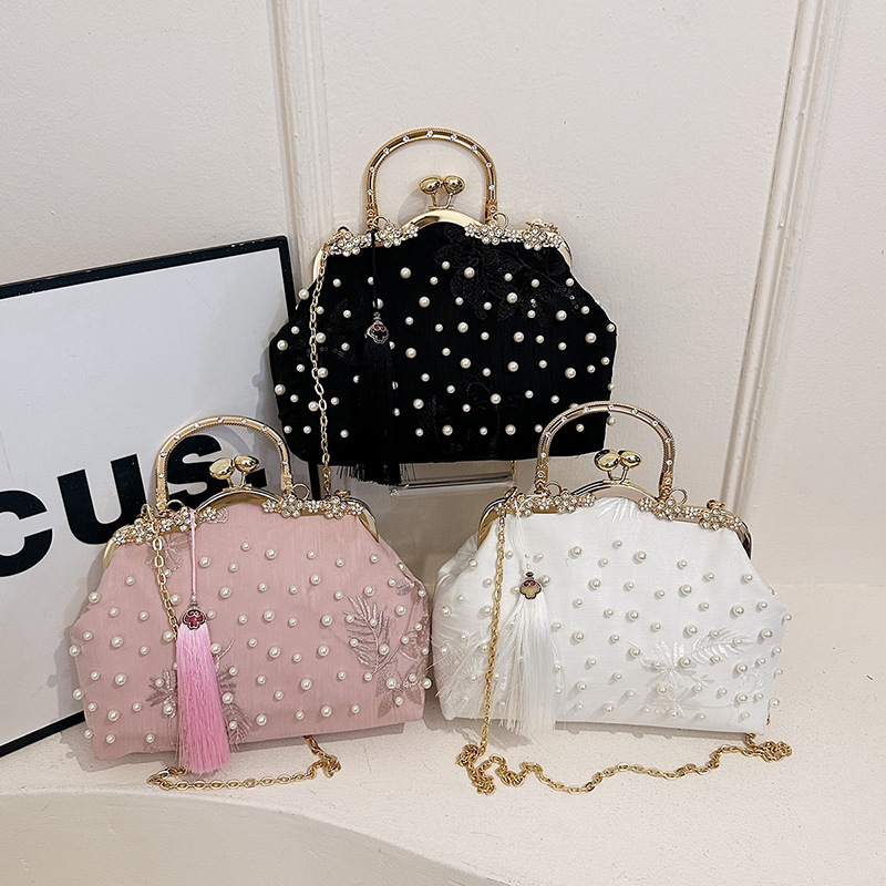 Bolso Bandolera Con Clip Y Cuentas De Diamantes Geométricos