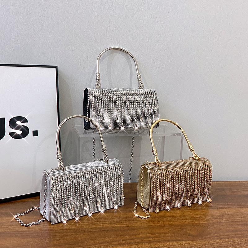 Bolso Bandolera Con Borlas De Diamantes De Imitación