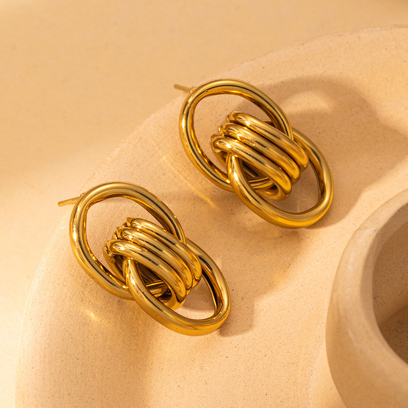 Pendientes Geométricos Redondos De Acero Inoxidable