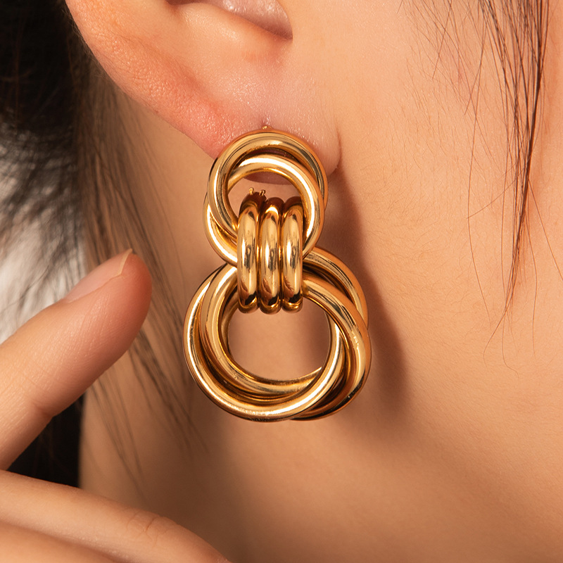 Pendientes Geométricos Redondos De Acero Inoxidable