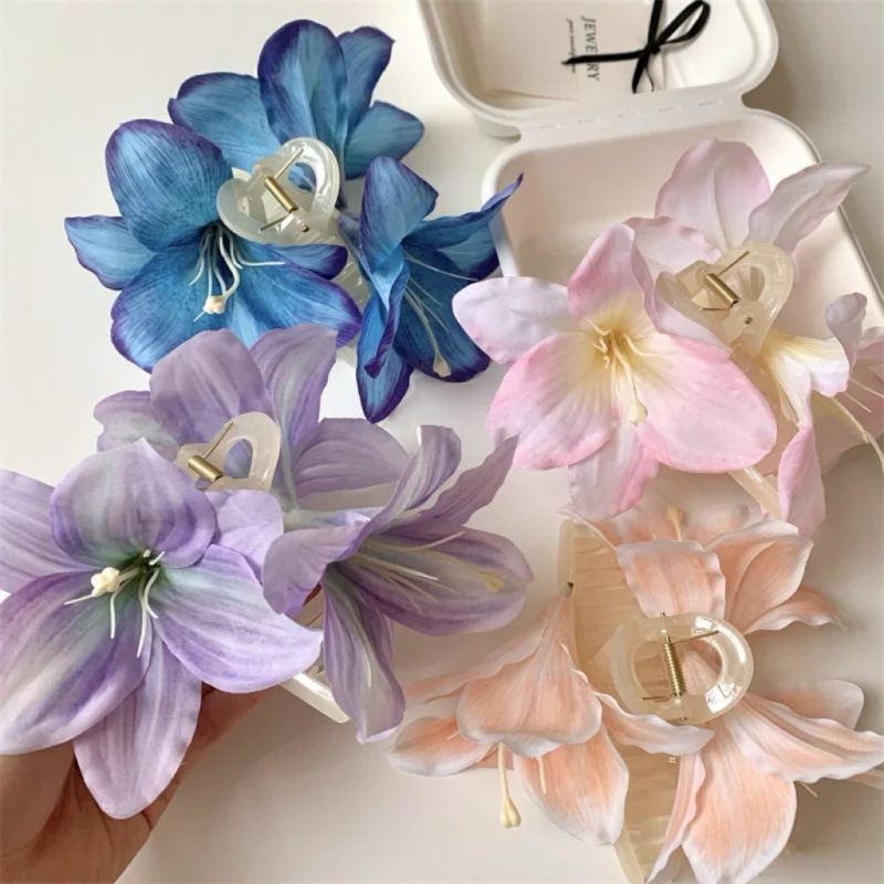 Peony Hairpin Purple Pink Fabric Imitation Flower Hairpin