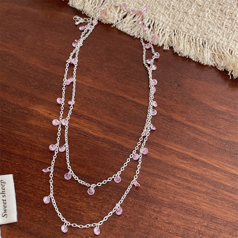 Collar Doble De Cristal Redondo