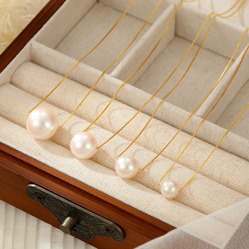【gold 14mm】 Round Pearl Necklace