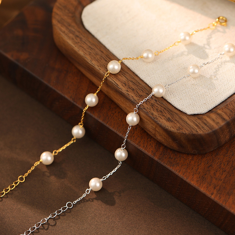 Gold Silver Pearl Necklace