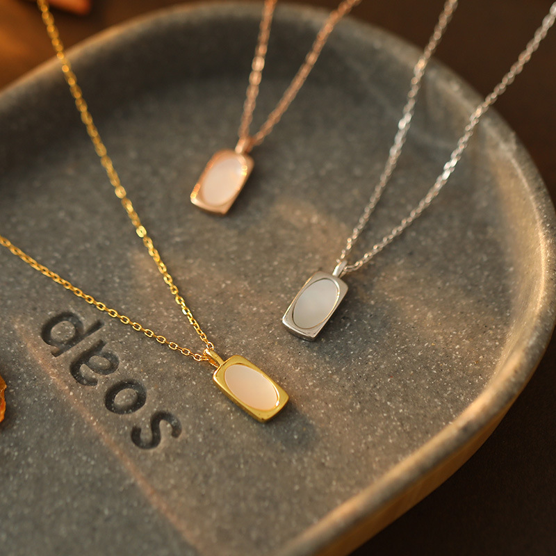 【rose Gold】 Silver Oval Plate Necklace