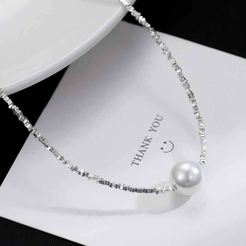 Silver Necklace Pearl Beaded Necklace