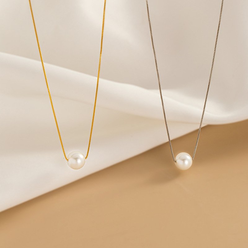 Purple Pearl Gold Round Pearl Necklace