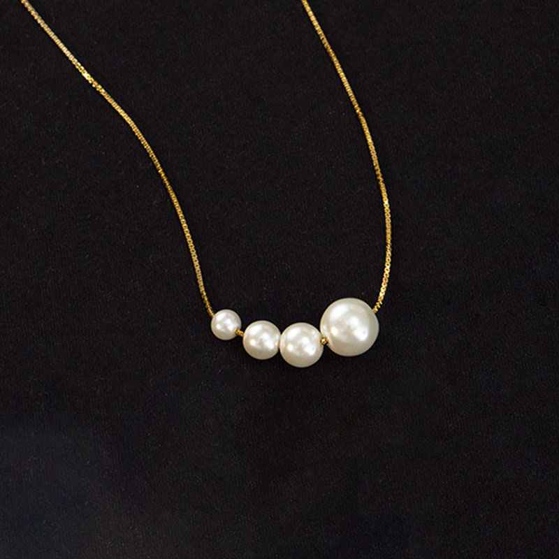 Gold Pearl Beaded Necklace
