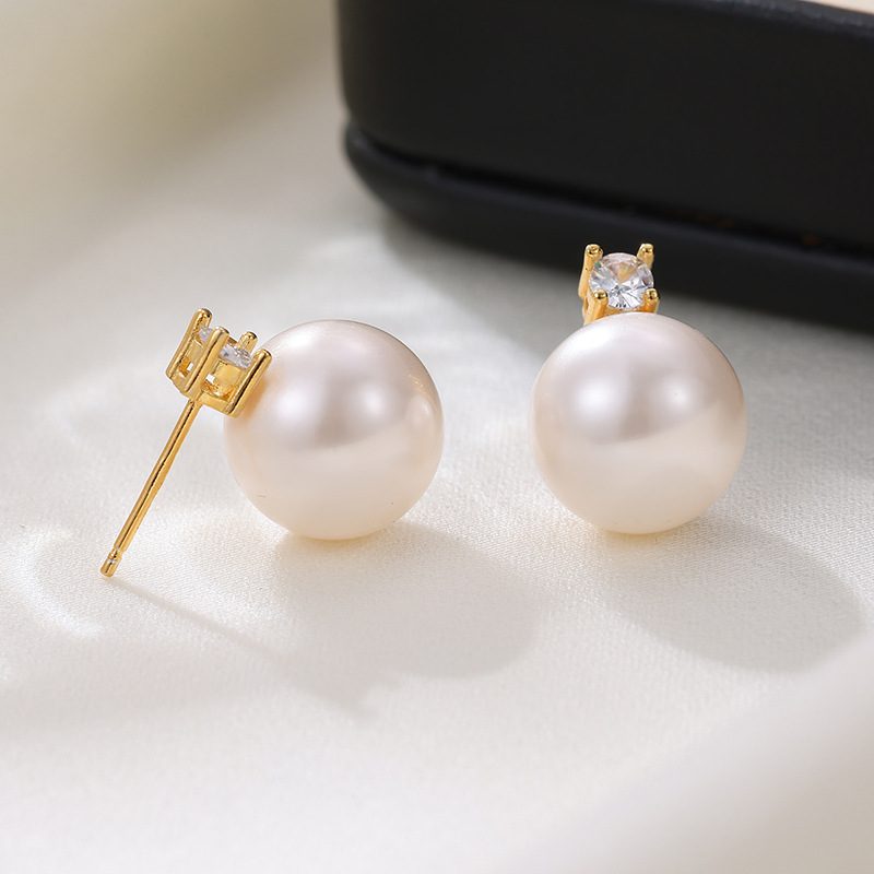 Pendientes De Perlas De Plata Y Diamantes