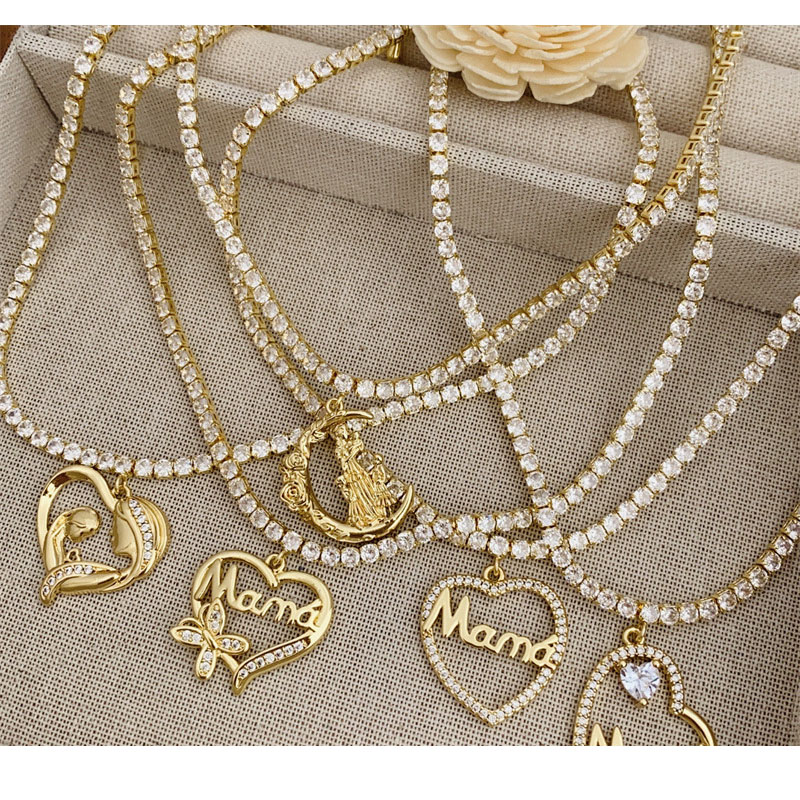 Conjunto De Collar Y Pulsera Con Letras En Forma De Corazón Y Diamantes Bañados En Oro Y Cobre.