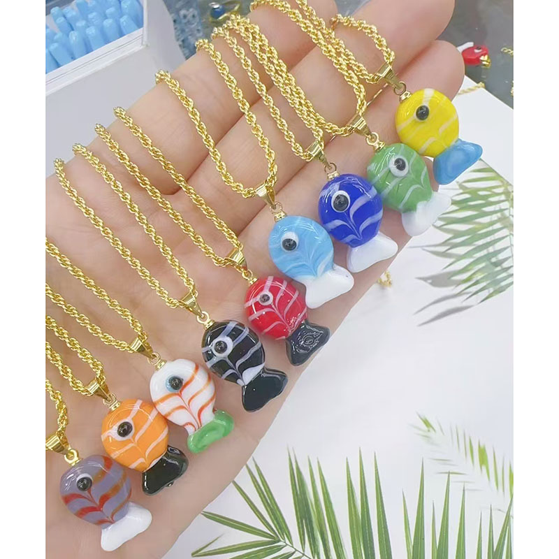 Collar De Pez De Cobre Bañado En Oro
