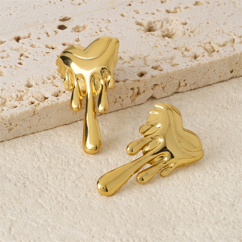 Pendientes De Corazón De Lava De Acero Inoxidable