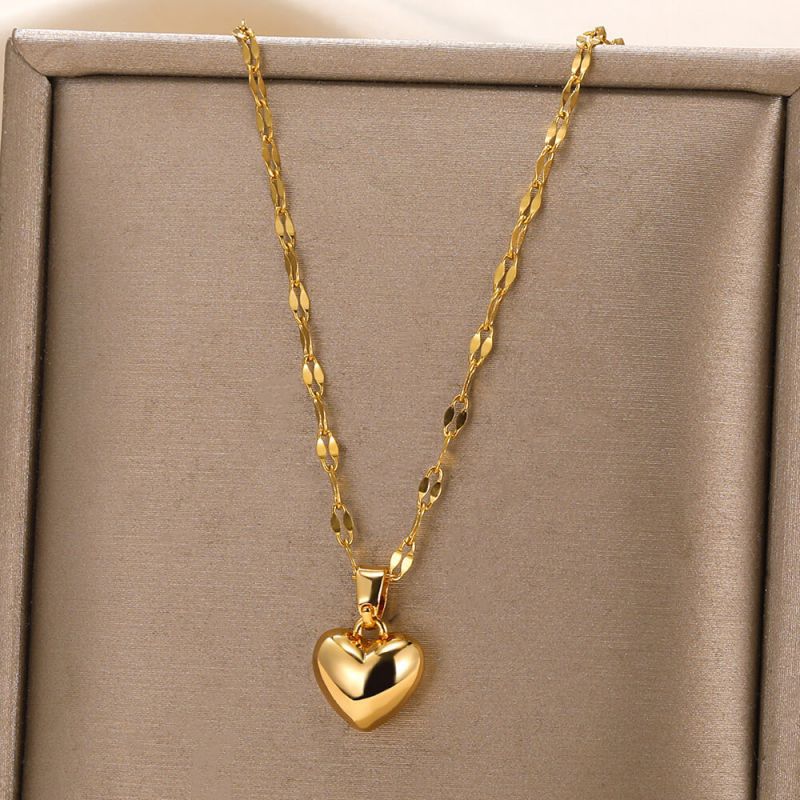 Collar De Corazón De Acero Inoxidable