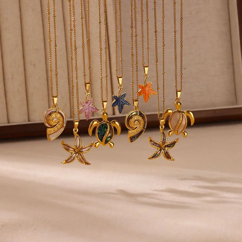 Necklace 1# Stainless Steel Oil Dripping Turtle Necklace