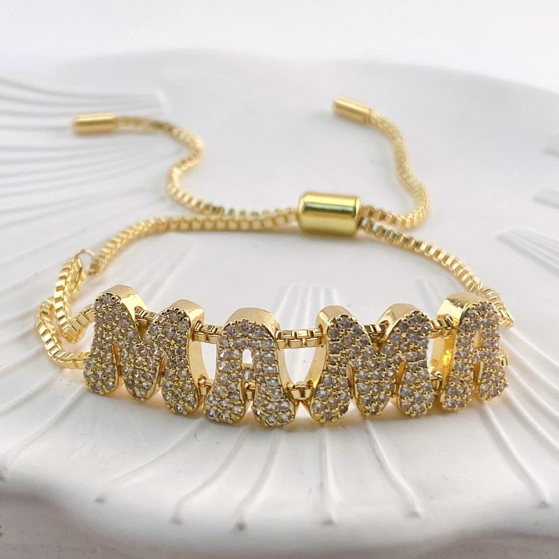 Colgante De 26 Letras De Diamantes Bañado En Oro Y Cobre (sin Cadena)