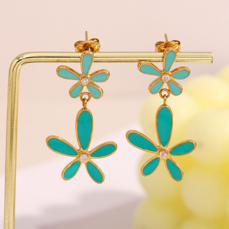 Pendientes De Flores De Acero Inoxidable