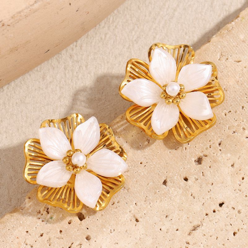 Pendientes De Flores De Acero Inoxidable