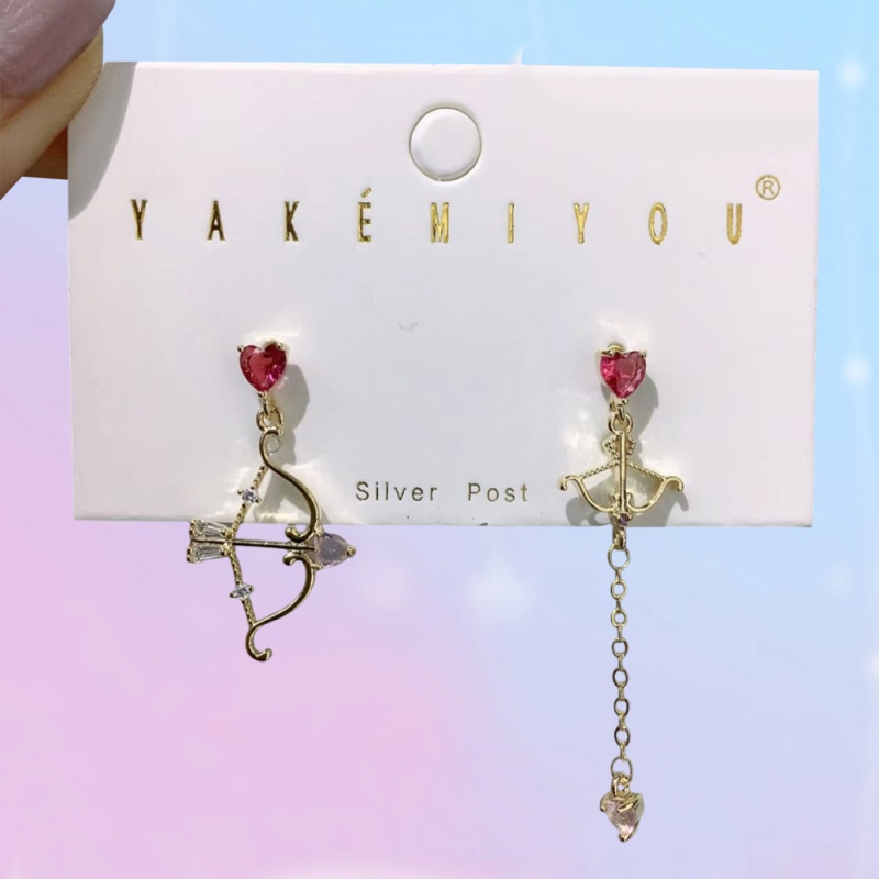 Pendientes De Flecha Con Forma De Corazón Y Circonitas Incrustadas En Cobre